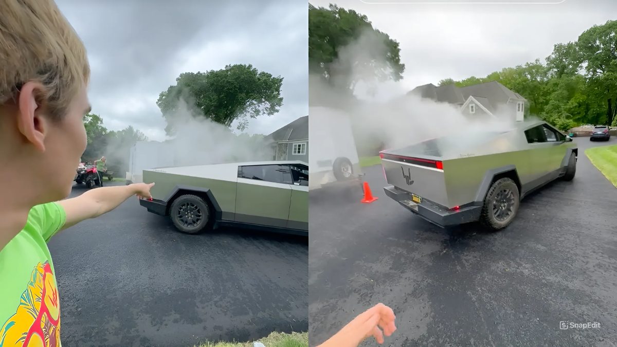 A Tesla Cybertruck Reportedly Catches on Fire After the Battery Was